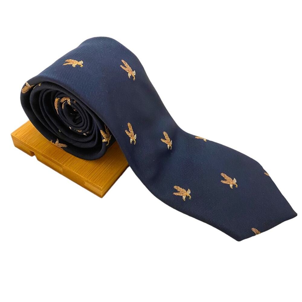 Silk Blend Blue Tie with American Bald Eagle design National Wildlife Federation